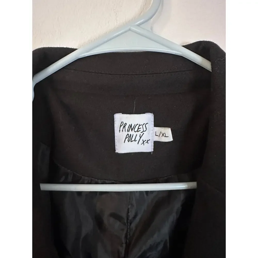 Princess Polly womens‎ L XL black oversized blazer single button jacket trench